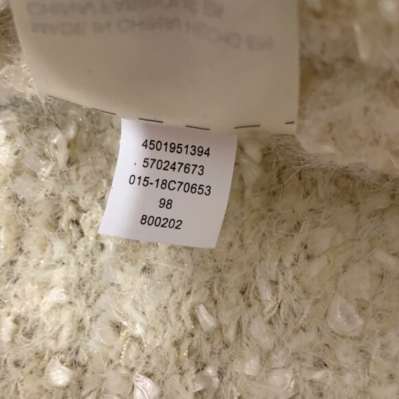 CHICOS Womens Soft Metallic Ivory Oversized Cowl Neck Sweater SZ Large (2) EUC - Picture 4 of 5